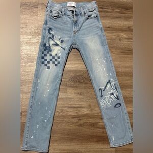Graffiti Slim Fit Blue Jeans Abercrombie Kids 9/10